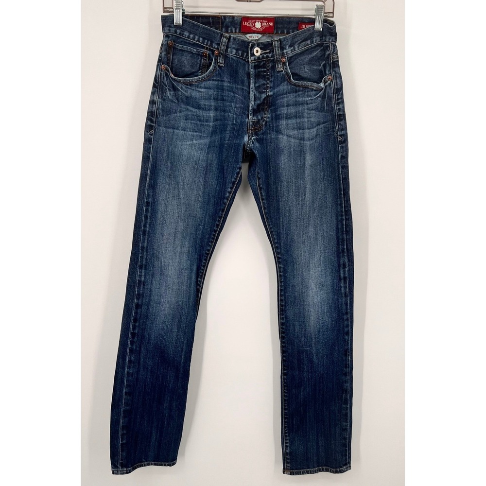 Lucky Brand 121 Heritage Slim Mens Jeans 28x34 Dark Wash Denim Button Fly